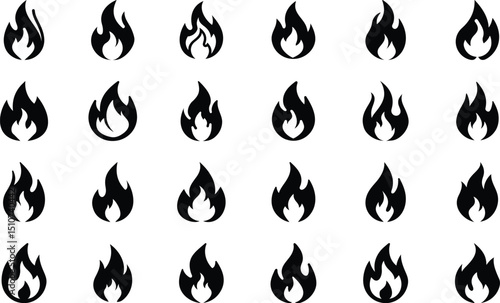 Flame fire icons set vector illustration.