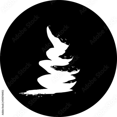 Abstract swirl within a circular frame creating a minimalist visual impression