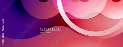Abstract background features flowing shapes, gradients. Pink, purple hues dominate design, creating modern aesthetic. Smooth curves suggest movement.