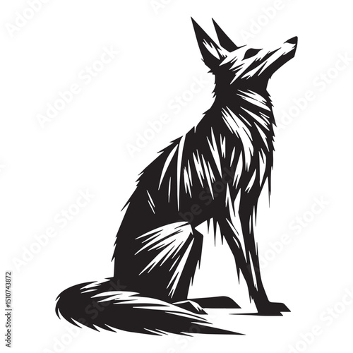 Defined mummified fox silhouette vector crafted for high-resolution use – mummified fox silhouette – mummified fox vector illustration – silhouette of mummified fox


