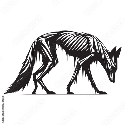 Authentic mummified fox silhouette ideal for stylized cultural or folklore visuals – mummified fox silhouette – mummified fox vector illustration – silhouette of mummified fox

