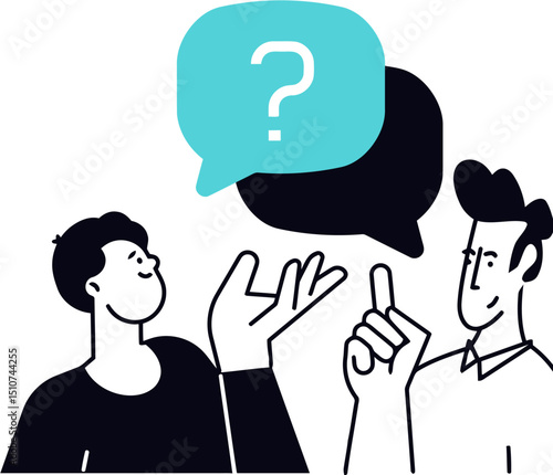Question mark illustration asking questions for help and solutions brainstorming ideas concept 100 char vector art illustration