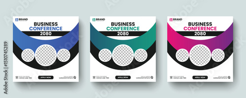 Modern digital business conference social media post or web banner design layout template. digital business conference social media post, advertising web banner, ad design template.