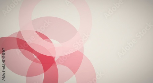 Abstract art featuring overlapping translucent pink circles on a light gray background.  Simple, elegant design