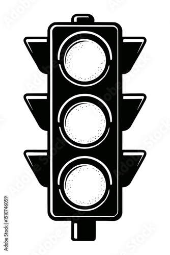 Monochrome vector outline illustration of a traffic light, ideal for themes of transportation, urban infrastructure, or rules.