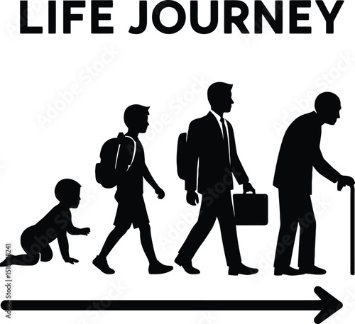 Silhouettes of diverse people including businessmen women children and families standing and walking