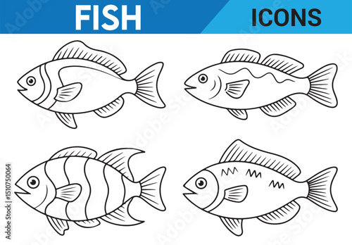 Hand-drawn Fish – Line Art of Fish in Different Species