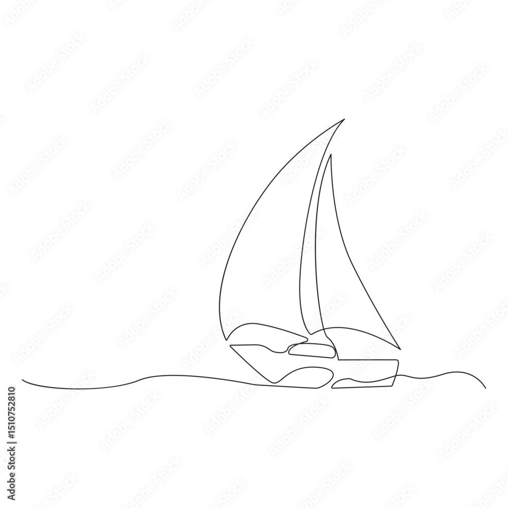 Vector continuous one simple single abstract line drawing of Sailboat travel tourism concept isolate Vector continuous one simple single abstract line drawing of Sailboat travel tourism concept isolate