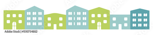 Colorful abstract townscape silhouette vector illustration