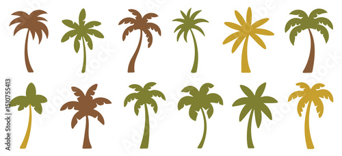 Colorful flat style palm trees
