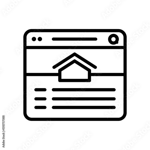 Real estate icon displays house listing data online listing
