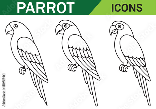 Cute Parrot Sketch – Hand-drawn Bird Perched on Branch