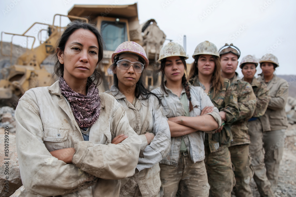 Fototapeta premium Empowered Women in Mining: A Portrait of Strength, Resilience, and Teamwork in the Industry