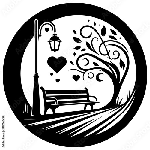 A quiet park bench beneath a glowing streetlight, radiating warmth