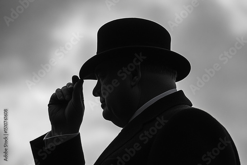 Winston Churchill tipping his hat silhouette