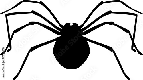 Silhouette of a harvestman (daddy longlegs), symmetrical front view, isolated, minimalist design


