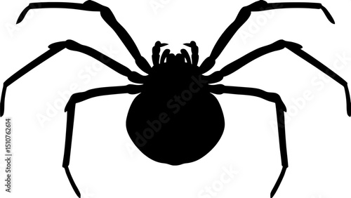 Silhouette of a harvestman (daddy longlegs), symmetrical front view, isolated, minimalist design

