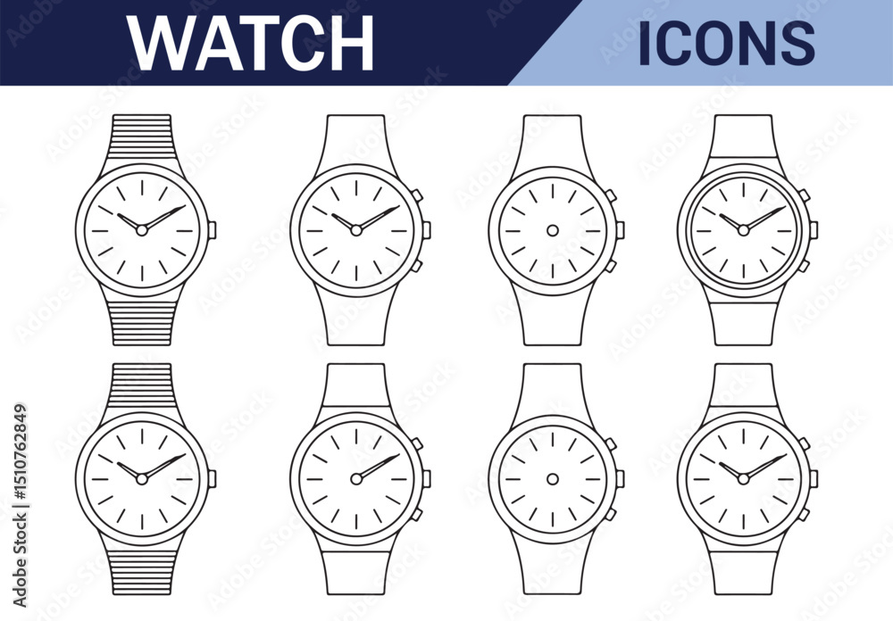 Fototapeta premium Watch design collection for timepiece illustration, branding, and creative logo concepts.
