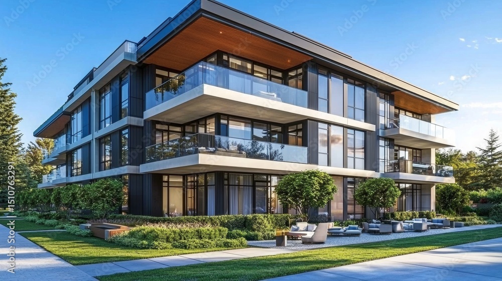 Stylish architecture featuring modern design in residential living. Stylish architecture featuring modern design in residential living.