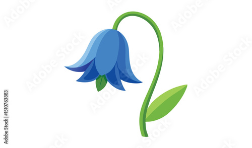 Single bluebell flower illustration on white