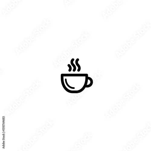 Steaming cup emits vapor in minimalist isolated monochrome view