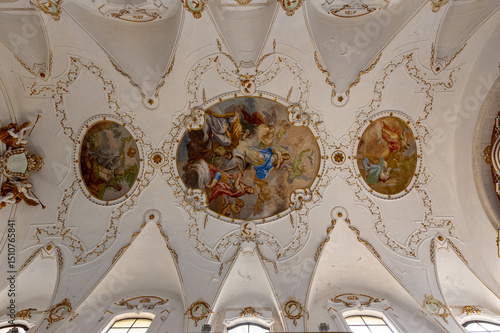 Ceiling of a baroque church in Sicily, Italy