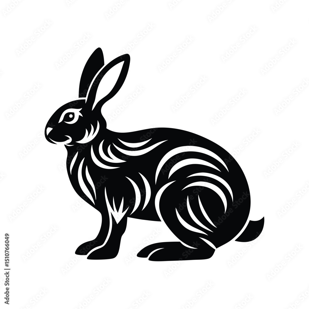 Obraz premium Silhouette of rabbit isolated on white background 