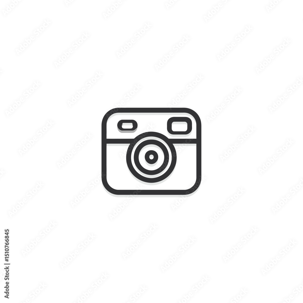 Camera icon captures photography creatively on white background Camera icon captures photography creatively on white background