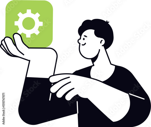 Settings app development concept illustration for mobile and web ui design and ux design project vector art illustration