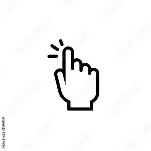 Finger icon taps interface element isolated white scene