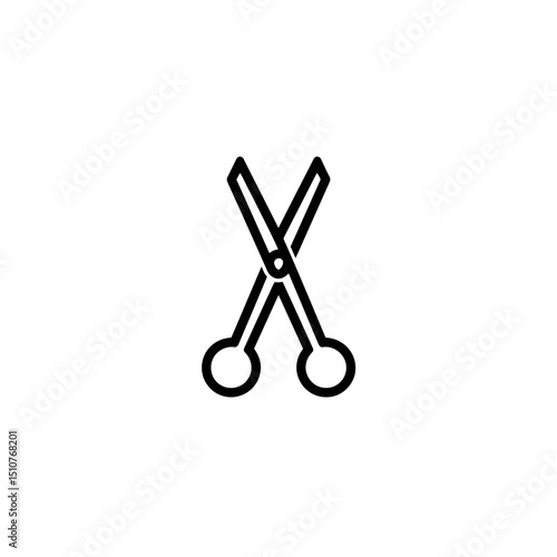 Outline scissors open cut isolated white minimalistic design