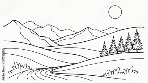 landscape with mountains and trees
