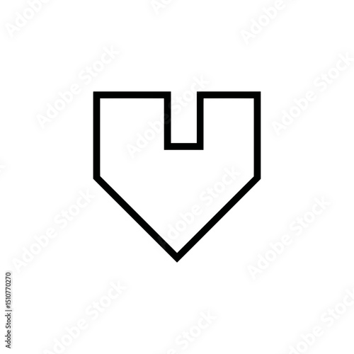 Geometric emblem depicts downward shape on white backdrop