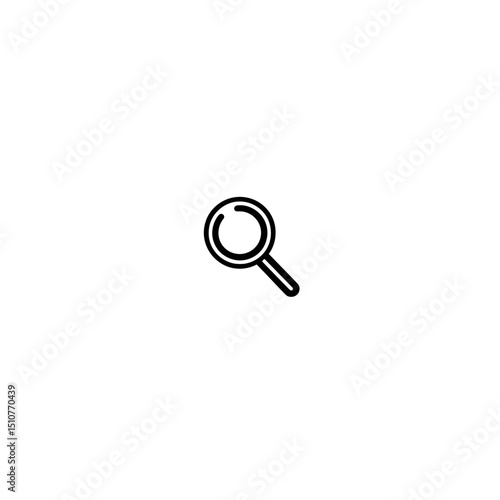 Black magnifier explores object under white background research