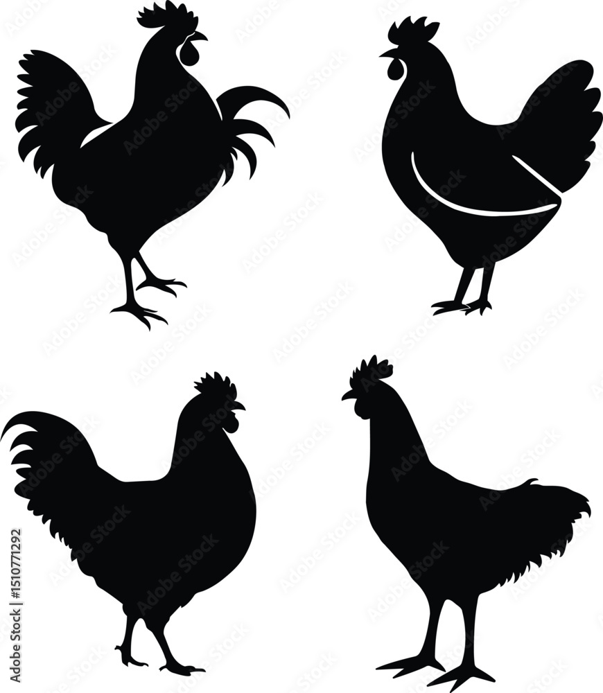Fototapeta premium set of chicken vector silhouette
