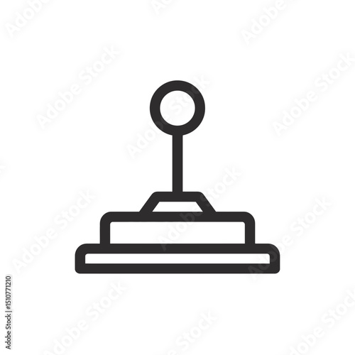 Lever presses device activating machinery simple white backdrop solid