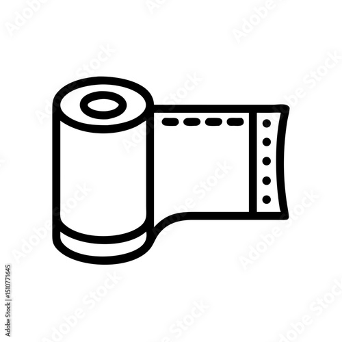 Film roll with exposed strip in minimalist line art style  