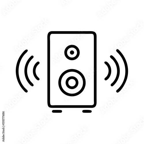 Audio speaker emitting sound waves in minimalist line art style  