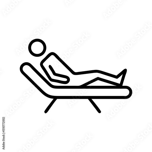 Relaxed person reclining on modern chaise lounge in minimal style  