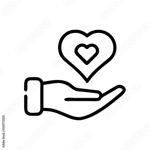 Hand holding heart symbol in minimalist black and white design  