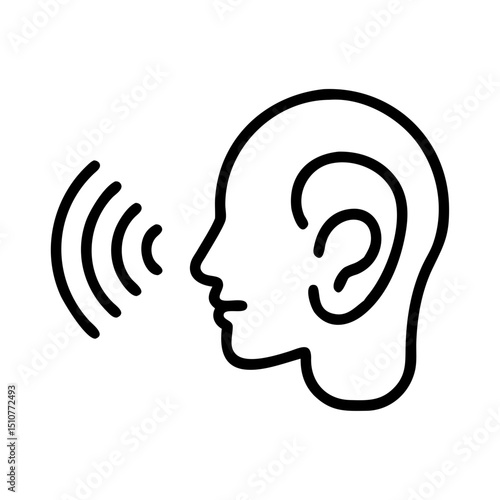 Line art illustration of a profile with sound waves emitting from mouth  