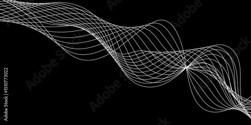 Abstract black background with a glowing abstract waves. Abstract wave element for design. Digital frequency track equalizer, Futuristic background design. Long exposure, Light painting photography.