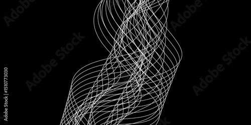 Abstract black background with a glowing abstract waves. Abstract wave element for design. Digital frequency track equalizer, Futuristic background design. Long exposure, Light painting photography.