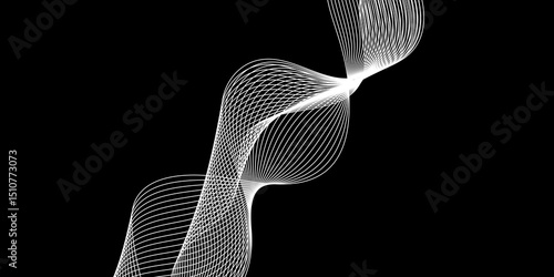 Abstract black background with a glowing abstract waves. Abstract wave element for design. Digital frequency track equalizer, Futuristic background design. Long exposure, Light painting photography.