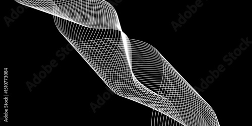 Abstract black background with a glowing abstract waves. Abstract wave element for design. Digital frequency track equalizer, Futuristic background design. Long exposure, Light painting photography.