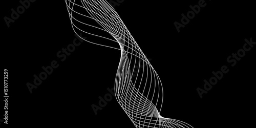 Abstract black background with a glowing abstract waves. Abstract wave element for design. Digital frequency track equalizer, Futuristic background design. Long exposure, Light painting photography.
