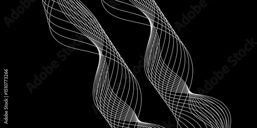Abstract black background with a glowing abstract waves. Abstract wave element for design. Digital frequency track equalizer, Futuristic background design. Long exposure, Light painting photography.