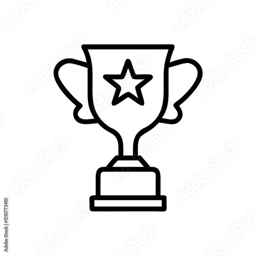 Trophy cup with star symbol in minimalist outline design  