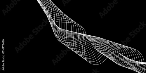 Abstract black background with a glowing abstract waves. Abstract wave element for design. Digital frequency track equalizer, Futuristic background design. Long exposure, Light painting photography.