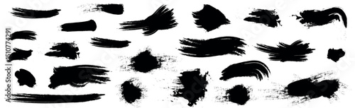 Different strokes of black paint on a white background - Vector illustration